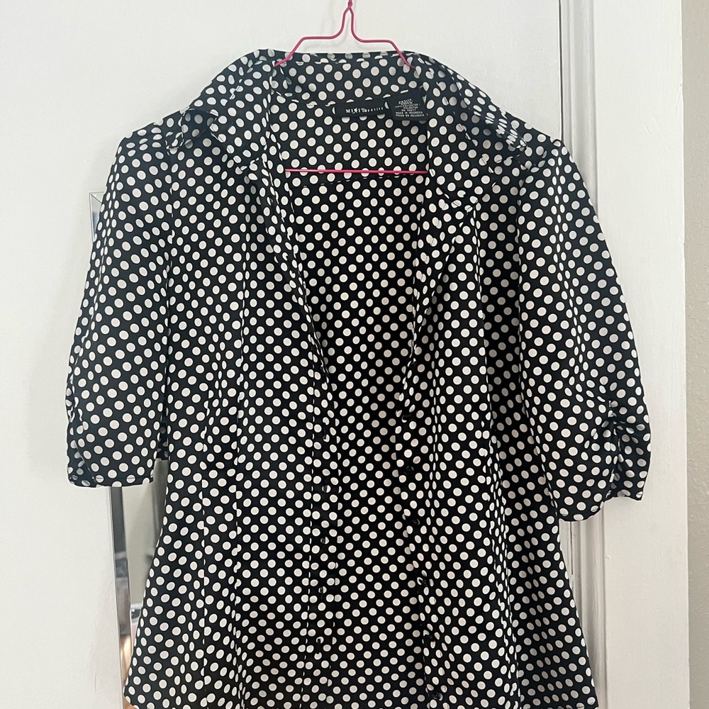 B/W Polka Button Up